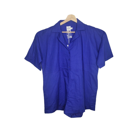 PRINCESS POLLY Sinclair Oversized Playsuit Romper Blue Small Linen Blend NWT - Picture 4 of 11